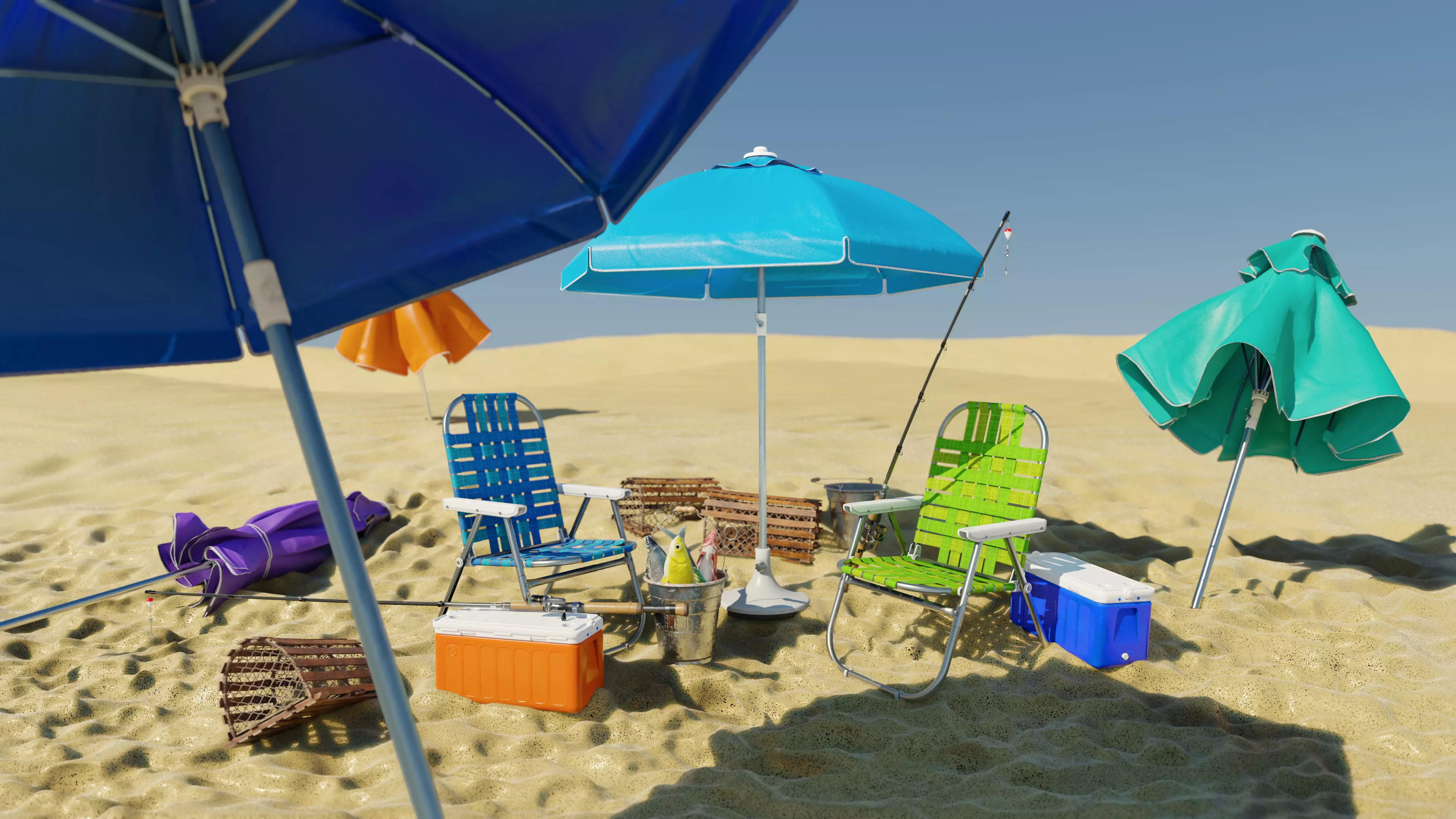 Beach and fishing environment  3D Model Collection_0