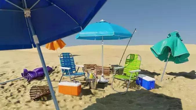 Beach and fishing environment  3D Model Collection