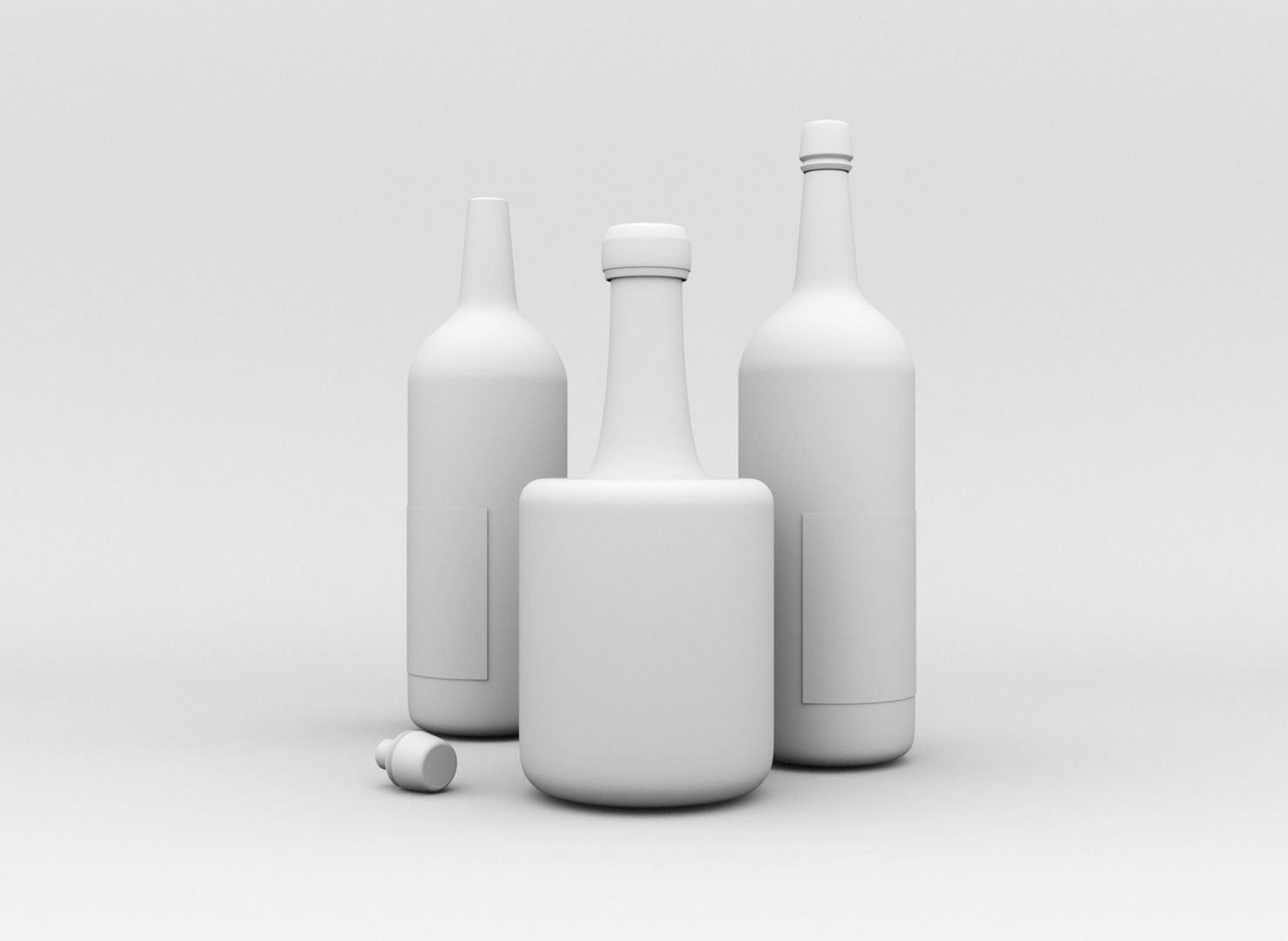 Rum Bottles Low-poly 3D model_5