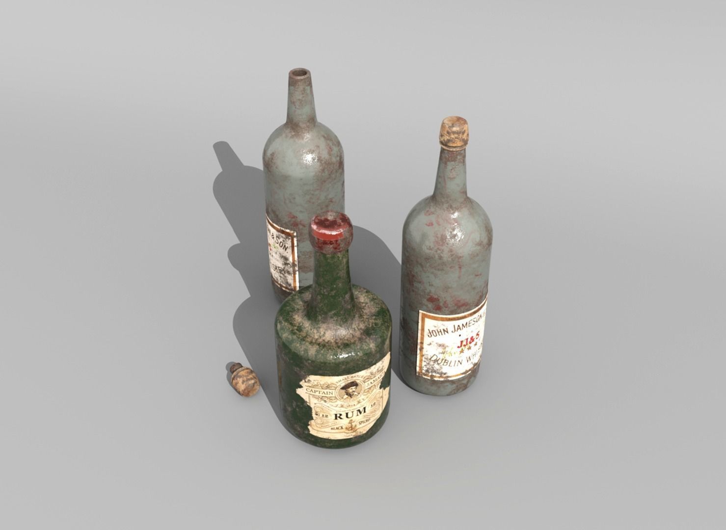 Rum Bottles Low-poly 3D model_1
