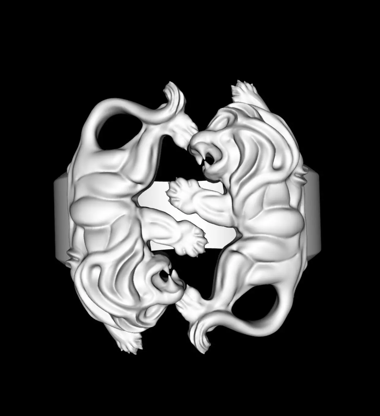 Lion ring 3D print model_0