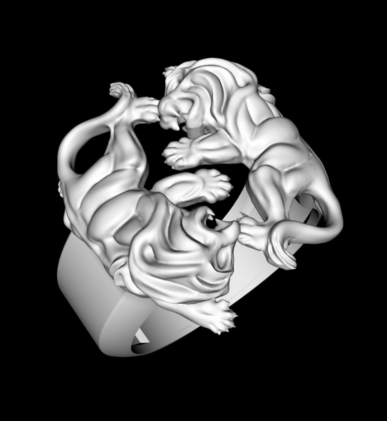 Lion ring 3D print model_1