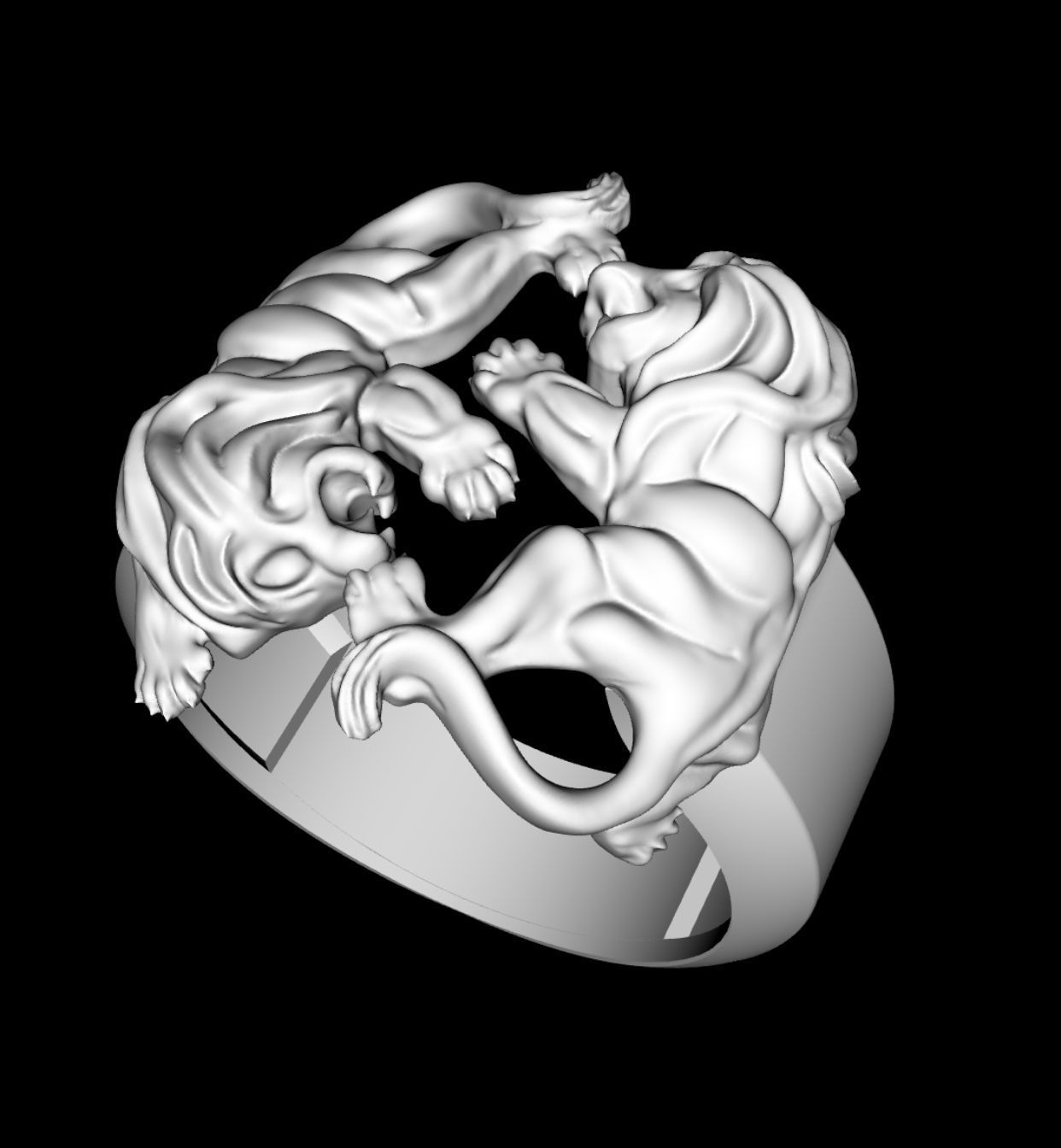 Lion ring 3D print model_2