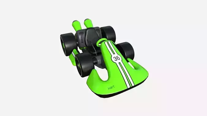 Cartoon Kart D04 Green - Vehicle Racing Design Low-poly 3D model