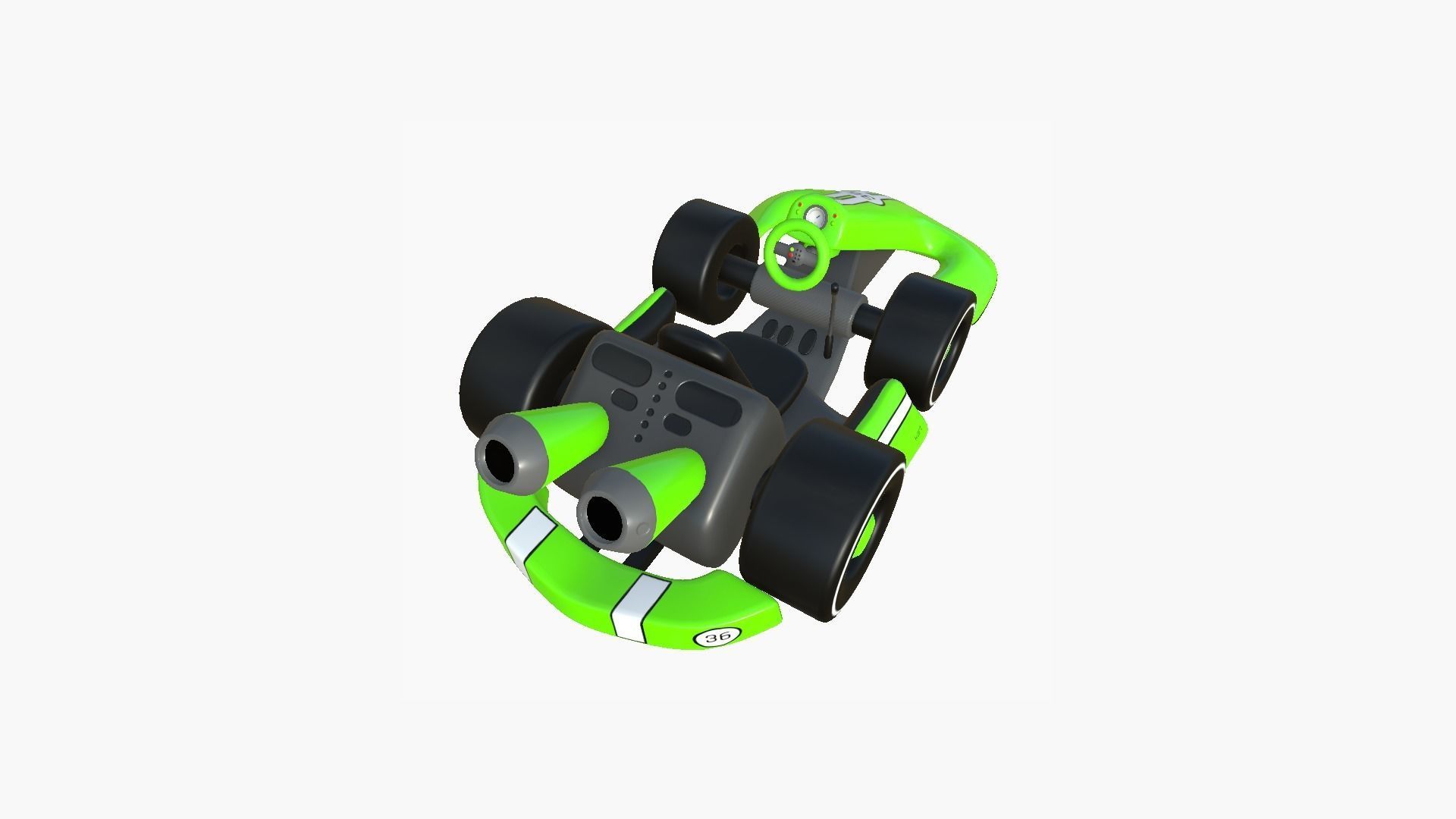 Cartoon Kart D04 Green - Vehicle Racing Design Low-poly 3D model_2