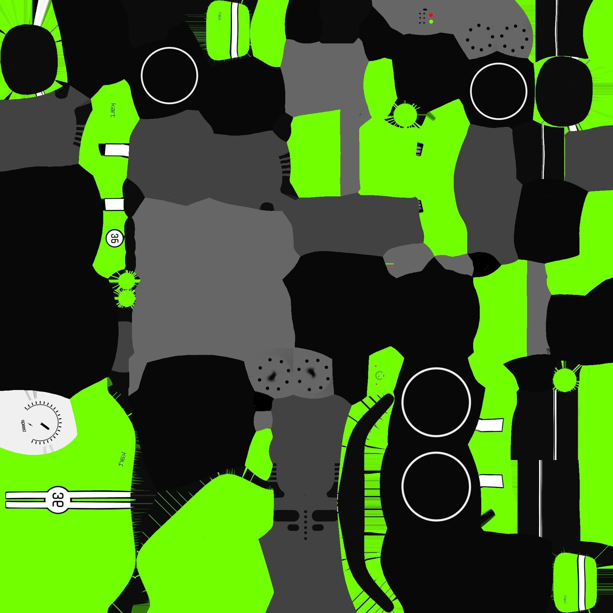 Cartoon Kart D04 Green - Vehicle Racing Design Low-poly 3D model_20