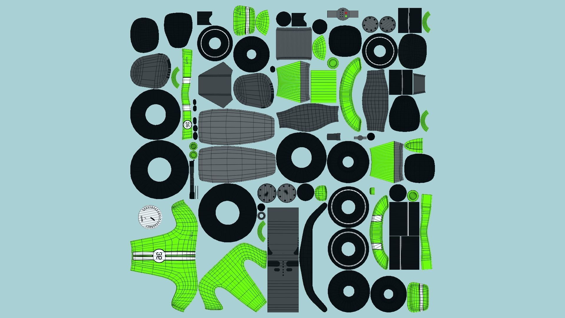 Cartoon Kart D04 Green - Vehicle Racing Design Low-poly 3D model_5