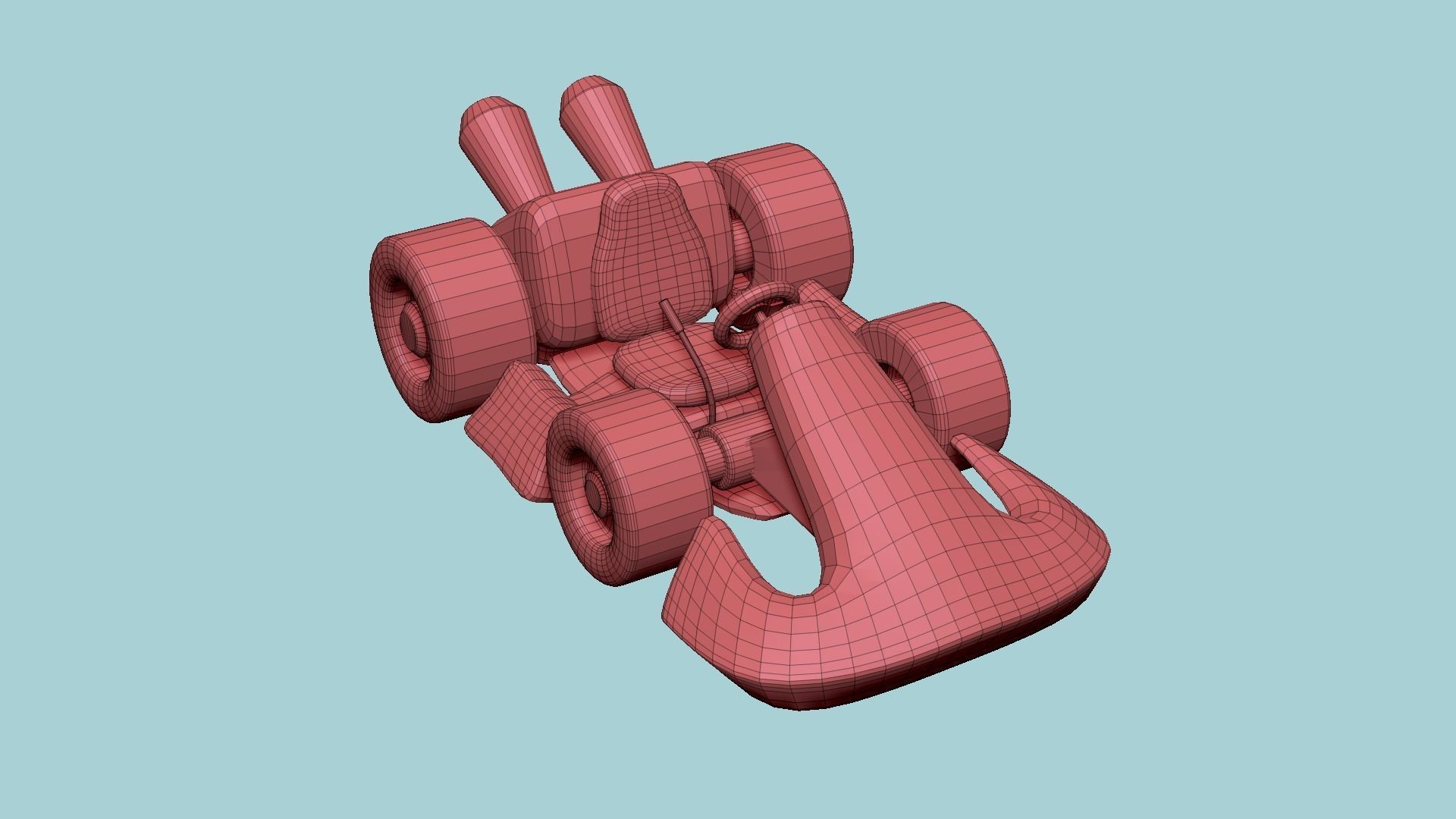 Cartoon Kart D05 Pink - Vehicle Racing Design Low-poly 3D model_14