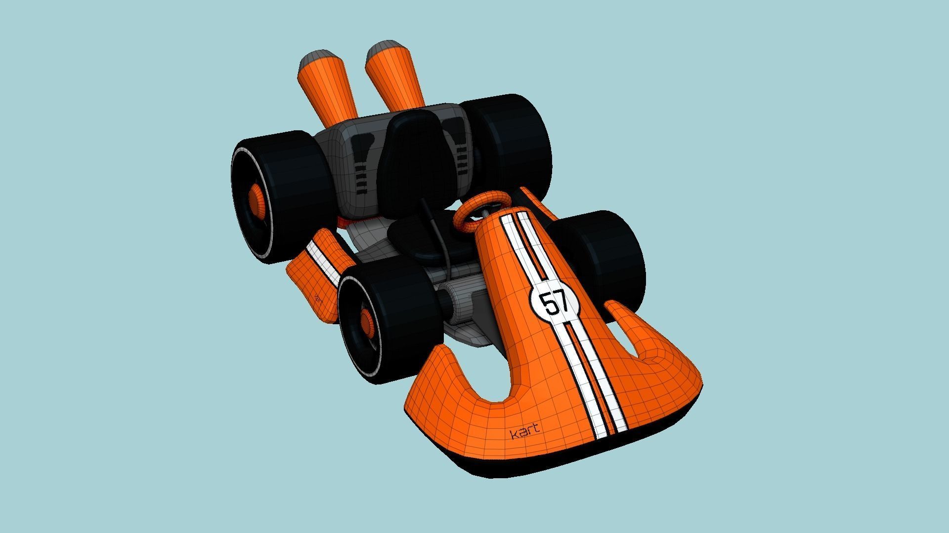 Cartoon Kart D06 Orange - Vehicle Racing Design Low-poly 3D model_6