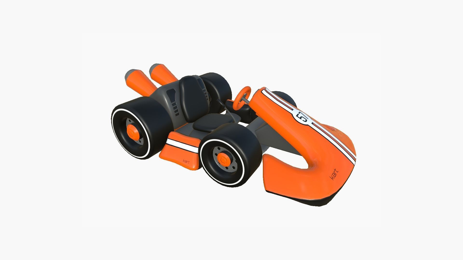Cartoon Kart D06 Orange - Vehicle Racing Design Low-poly 3D model_1