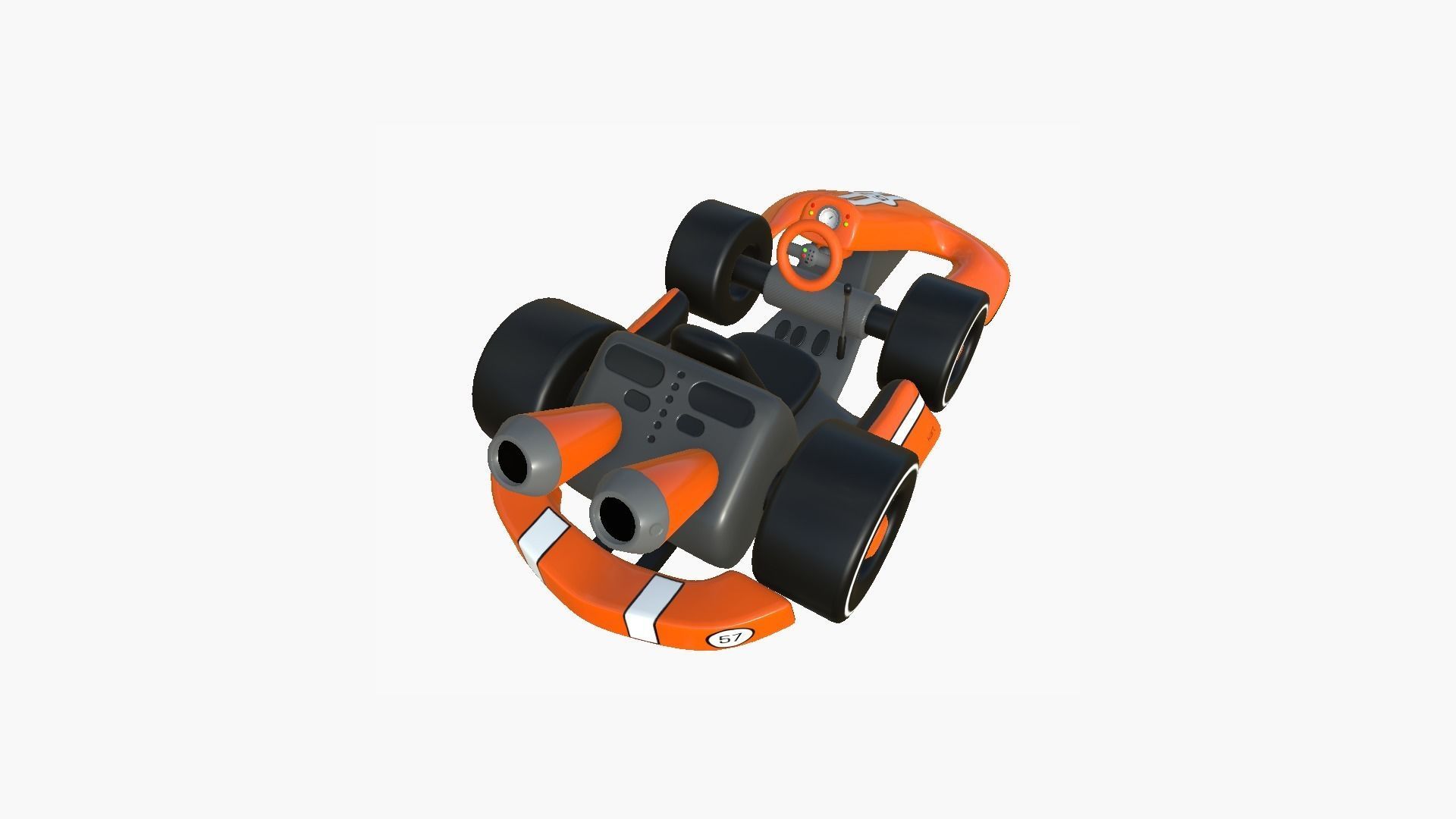 Cartoon Kart D06 Orange - Vehicle Racing Design Low-poly 3D model_2