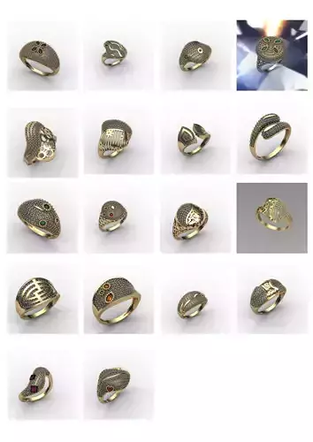 18 pieces stone ring