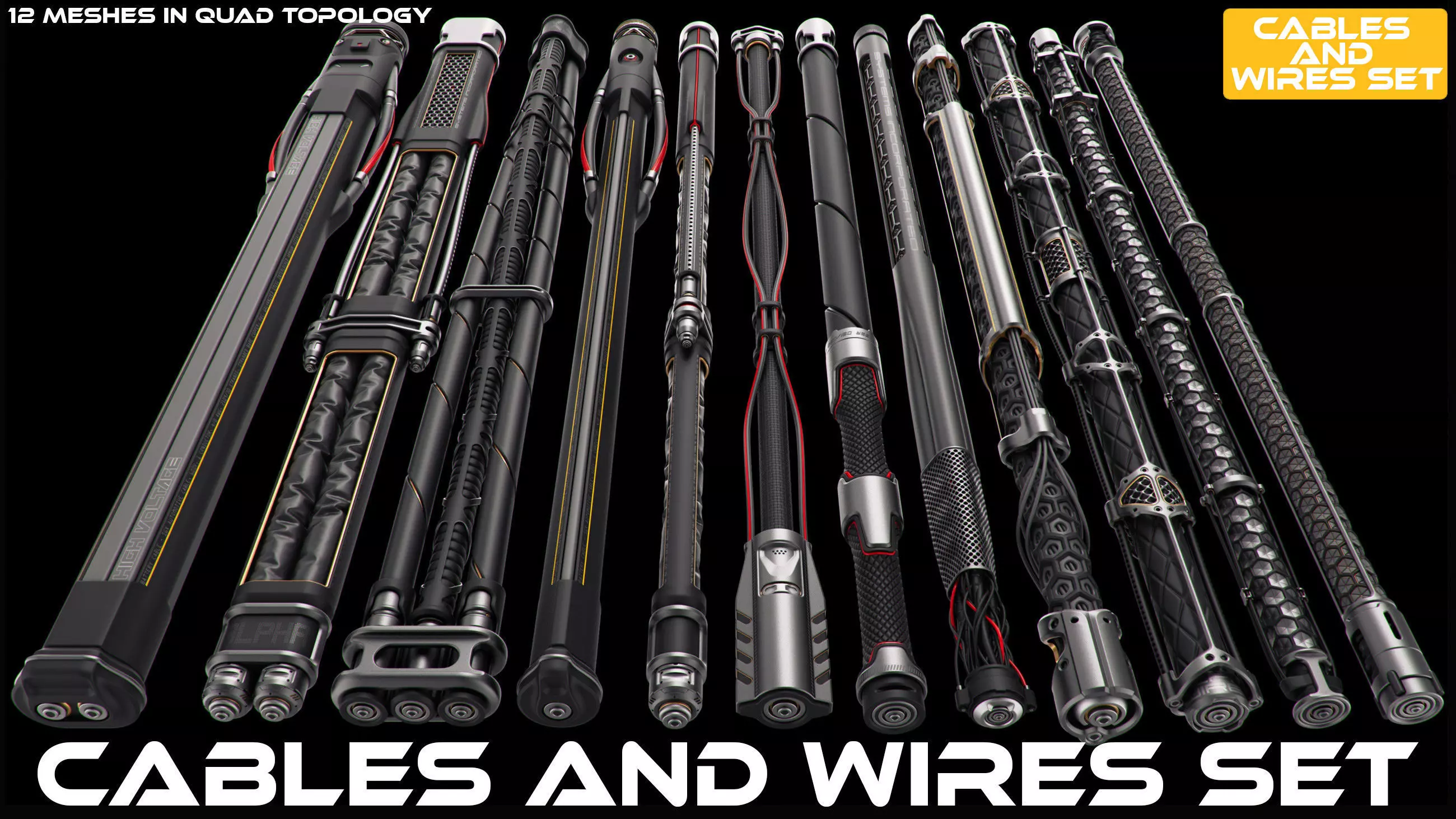 Wires and Cables set 3D model_0