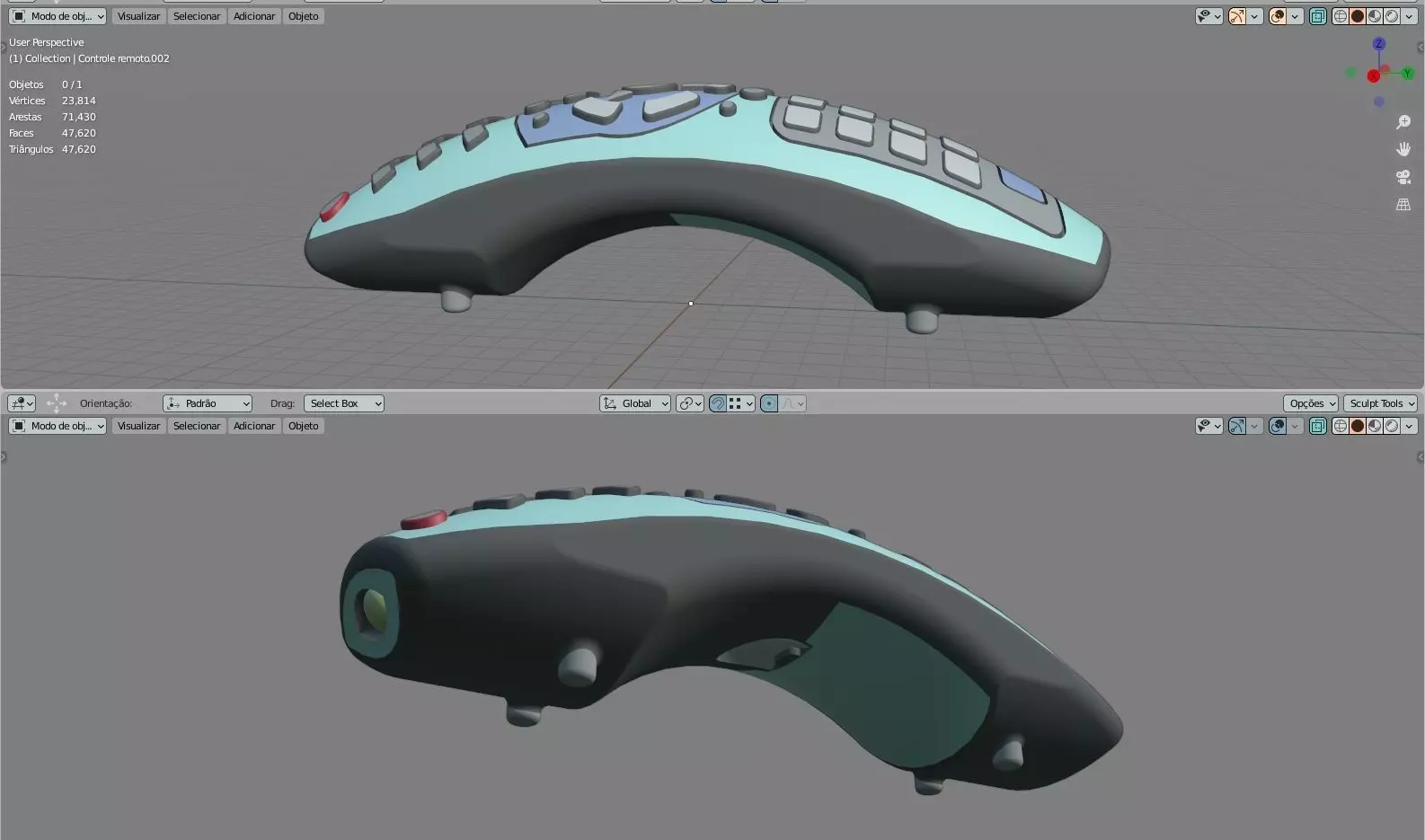 Ergonomic Remote Control 3D model
