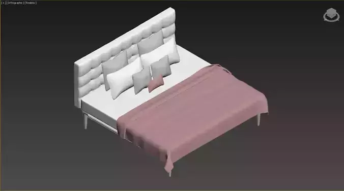 BED MODEL with sheets and pillows