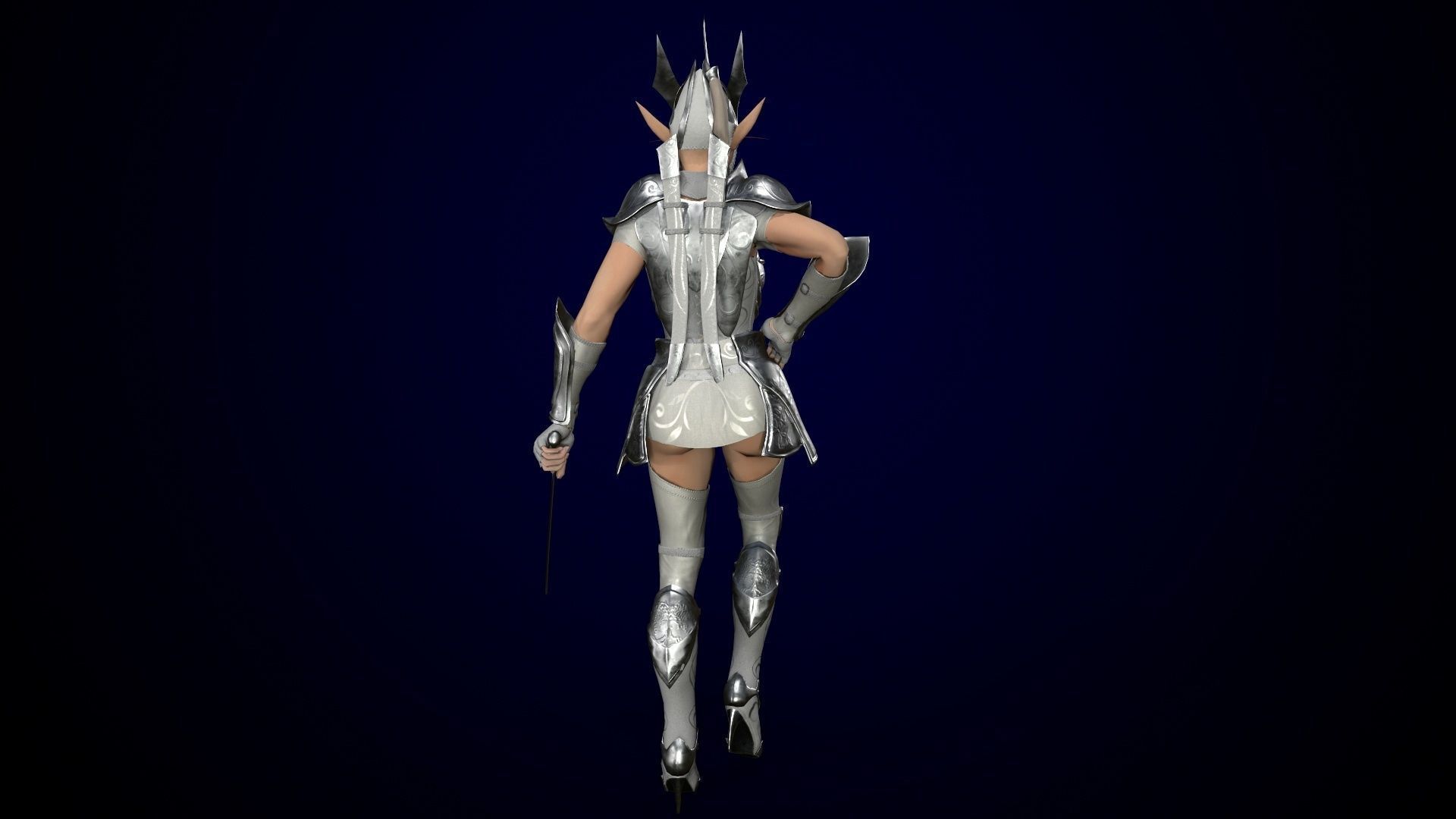 Low-poly game model  Elf Girl Low-poly 3D model_17