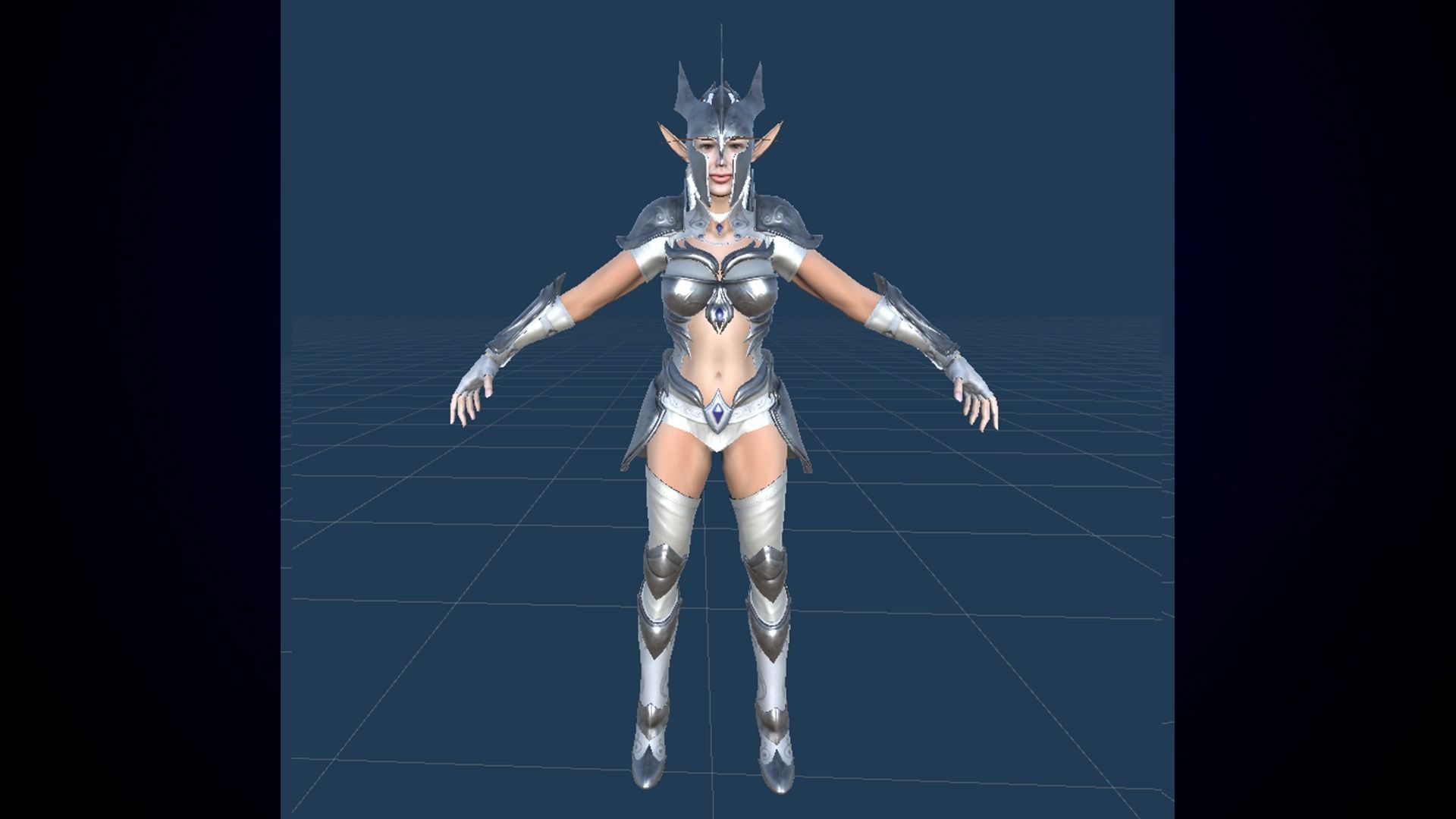Low-poly game model  Elf Girl Low-poly 3D model_26