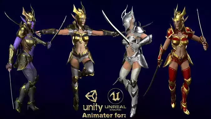 Low-poly game model  Elf Girl