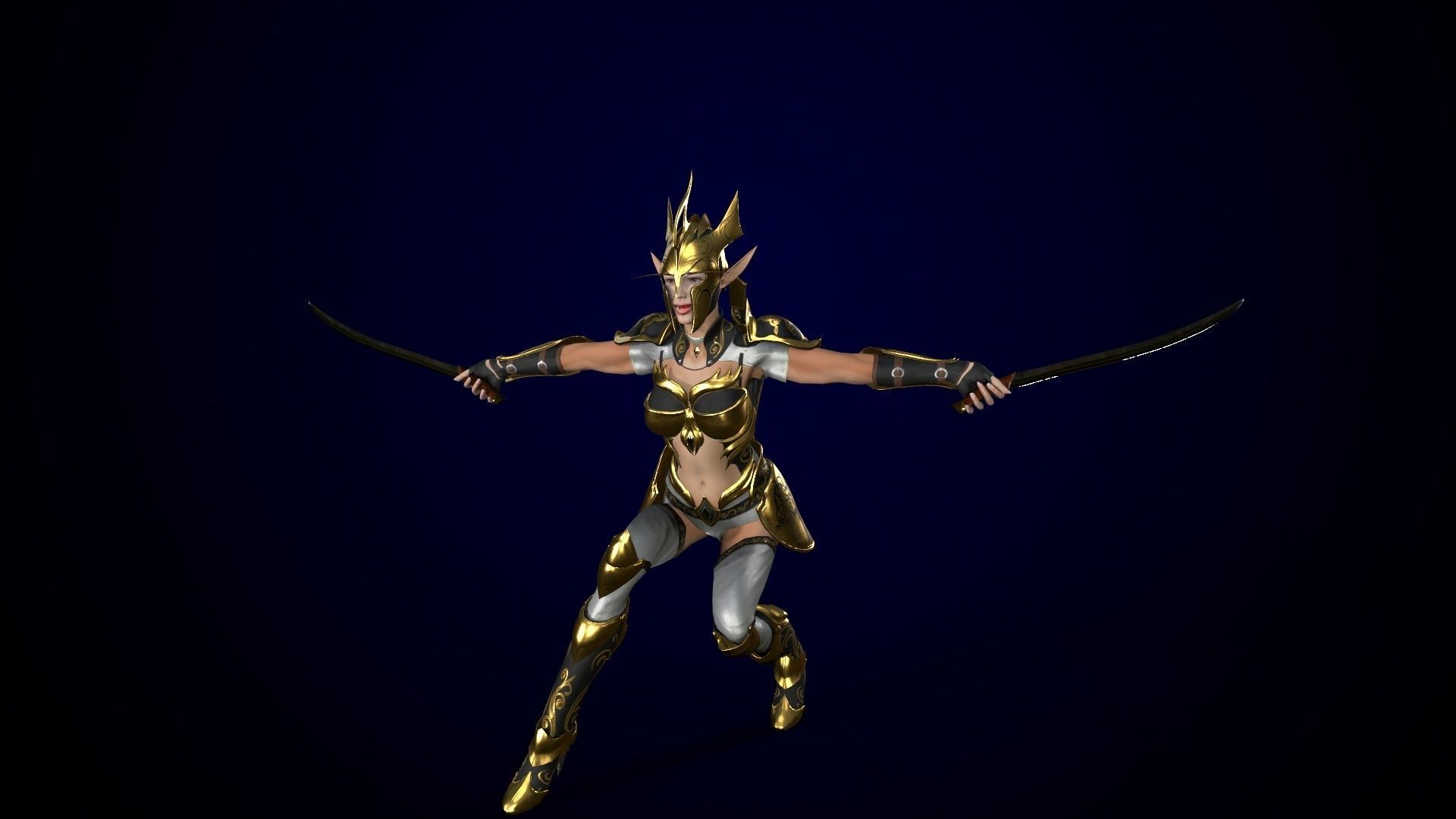 Low-poly game model  Elf Girl Low-poly 3D model_7