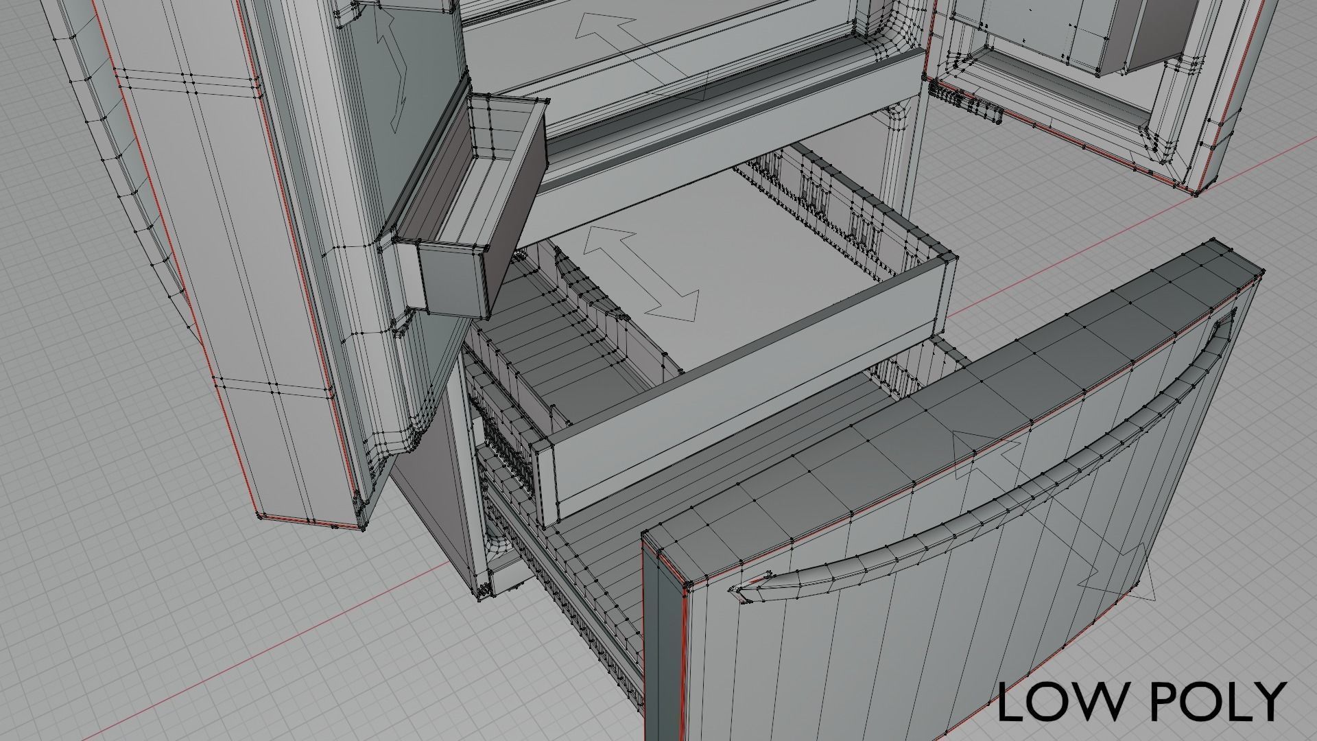 Refrigerator Door-in-door High Poly Low Poly Low-poly 3D model_19