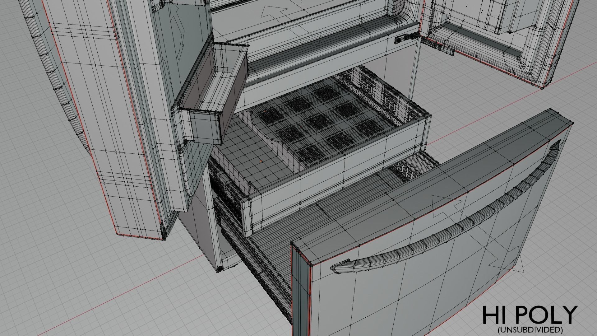 Refrigerator Door-in-door High Poly Low Poly Low-poly 3D model_23