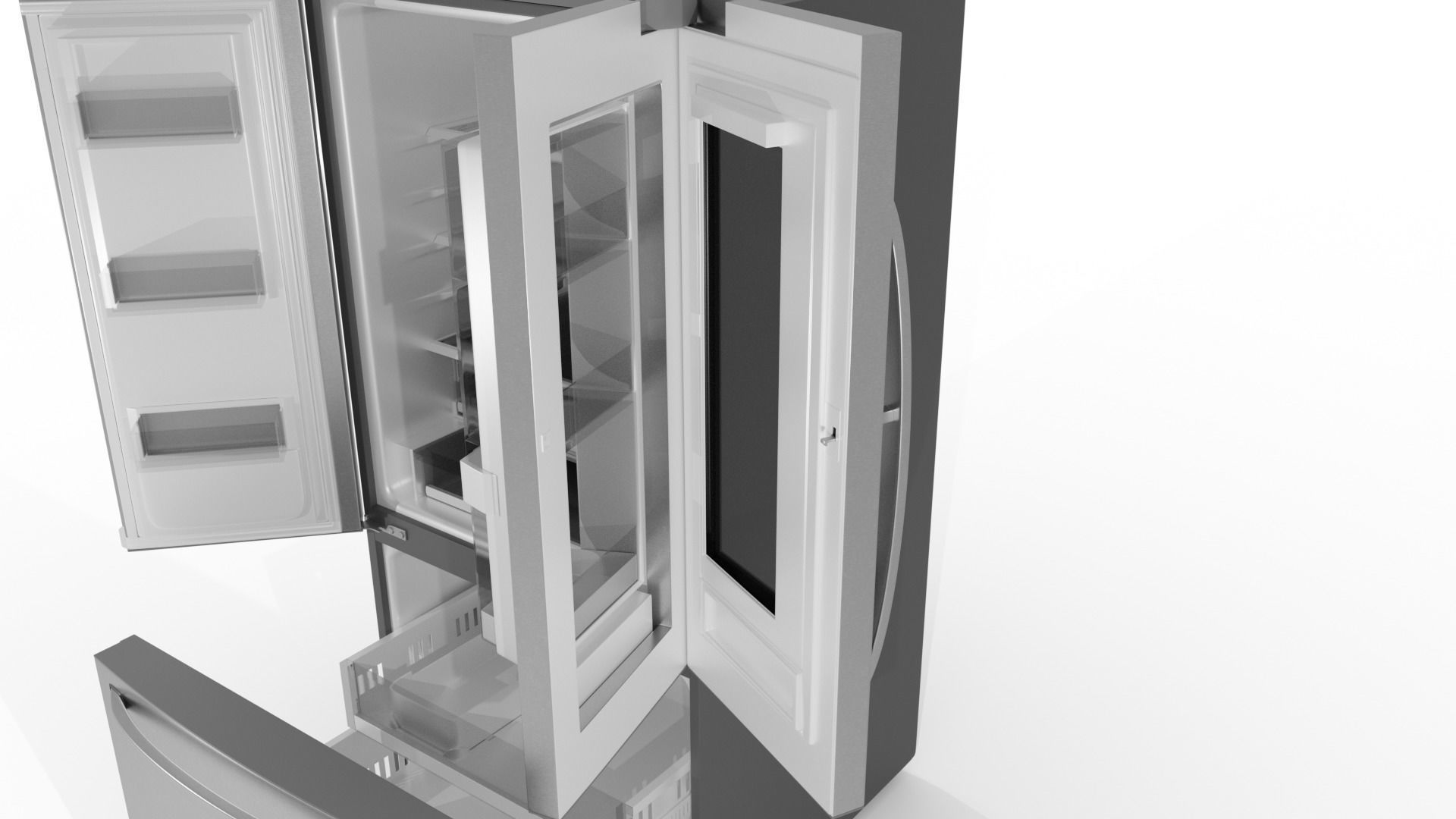 Refrigerator Door-in-door High Poly Low Poly Low-poly 3D model_15