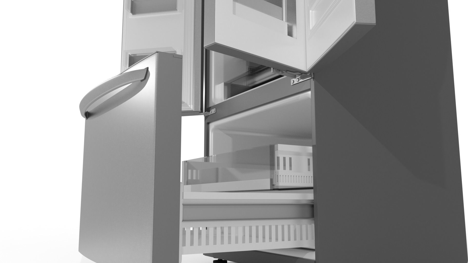 Refrigerator Door-in-door High Poly Low Poly Low-poly 3D model_16