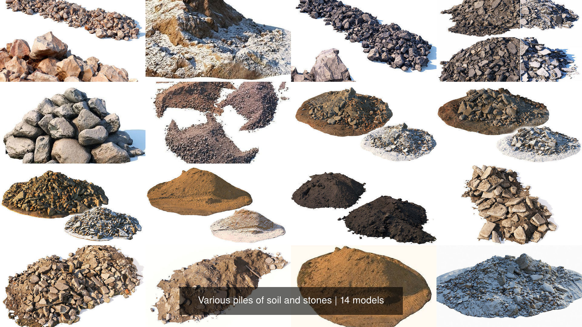 Various piles of soil and stones 3D Model Collection_12