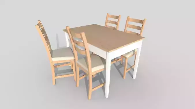 Table and 4 chairs 3D model