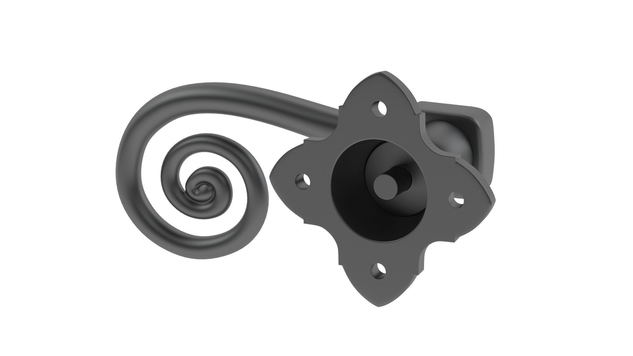 Curly Tail Black Antique Handle 3D model_2