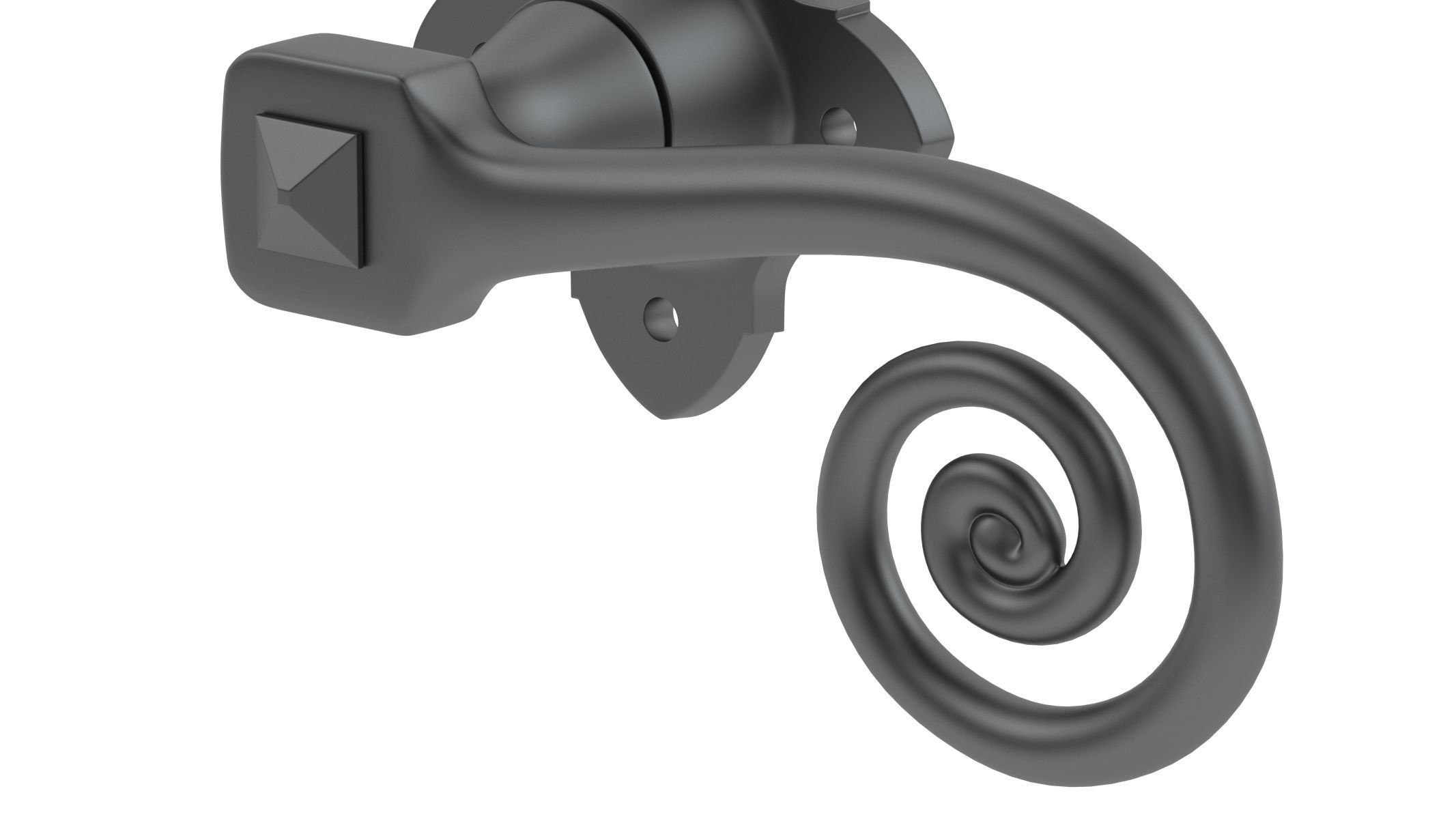 Curly Tail Black Antique Handle 3D model_4