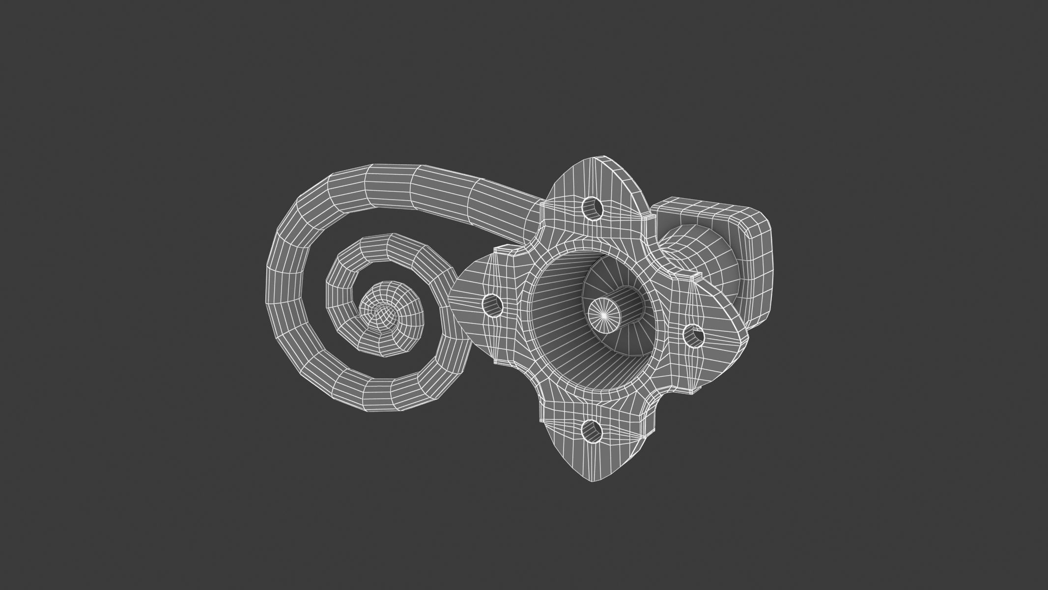 Curly Tail Black Antique Handle 3D model_7