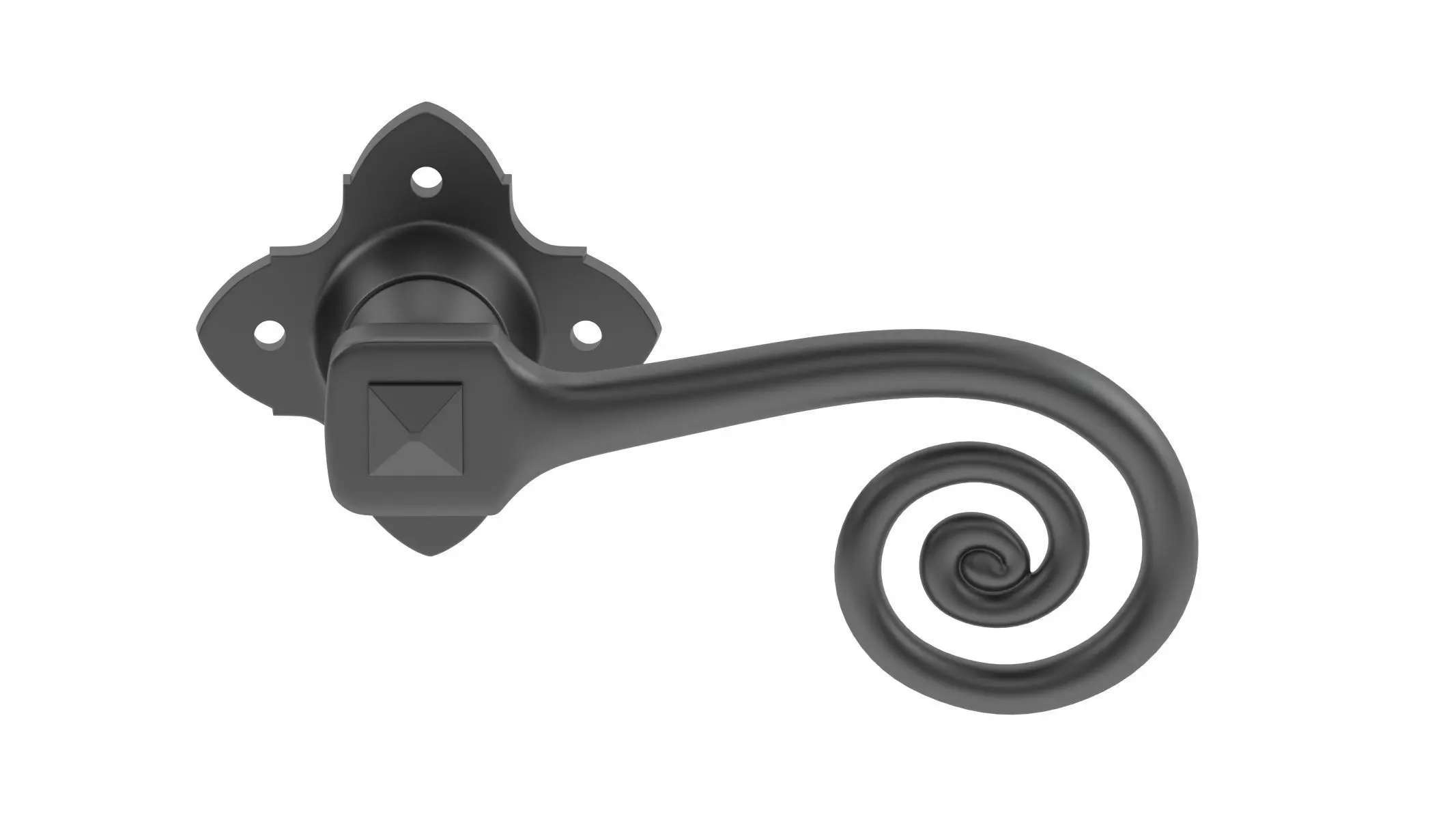Curly Tail Black Antique Handle 3D model_0