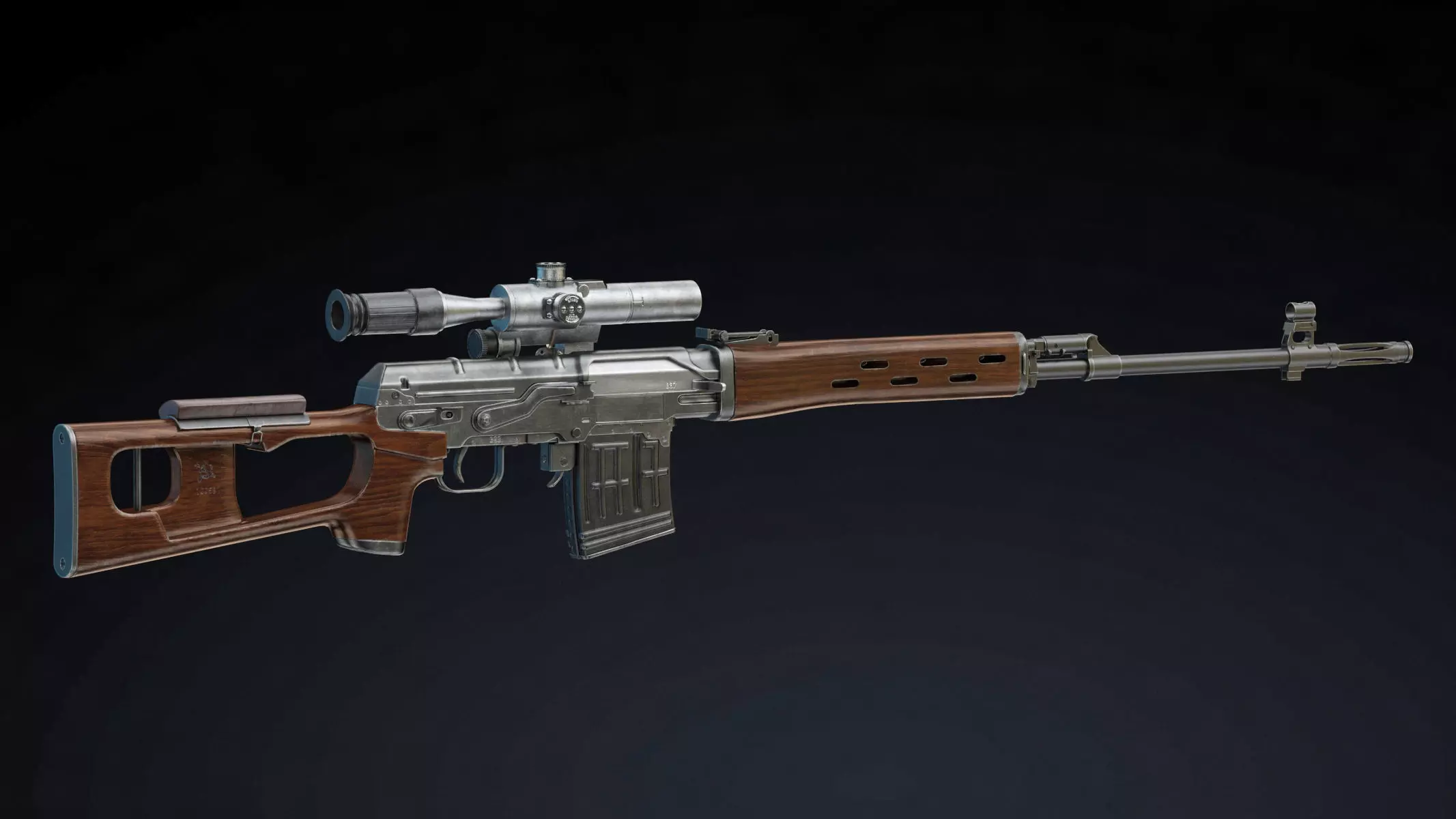 Dragunov Sniper Rifle Low Poly Realistic Low-poly 3D model