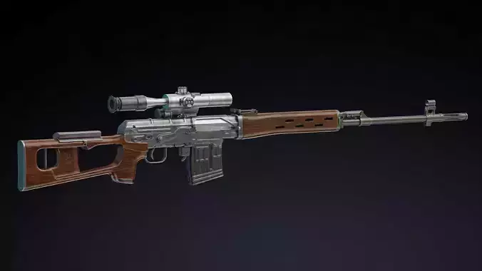 Dragunov Sniper Rifle Low Poly Realistic  Low-poly 3D model