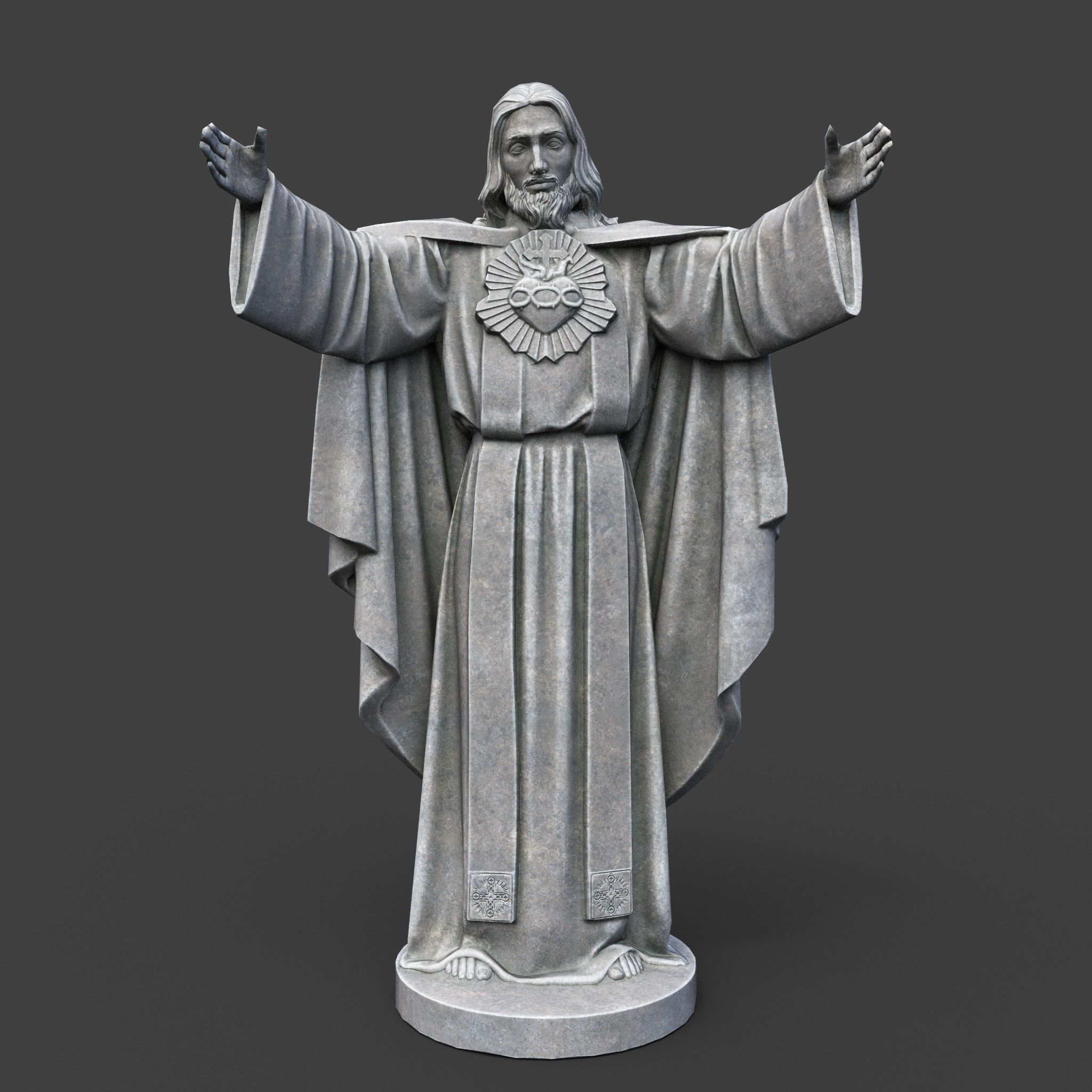 Low poly Jesus Sacred Heart Statue 220525 Low-poly 3D model_1