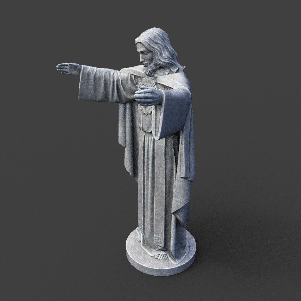 Low poly Jesus Sacred Heart Statue 220525 Low-poly 3D model_5