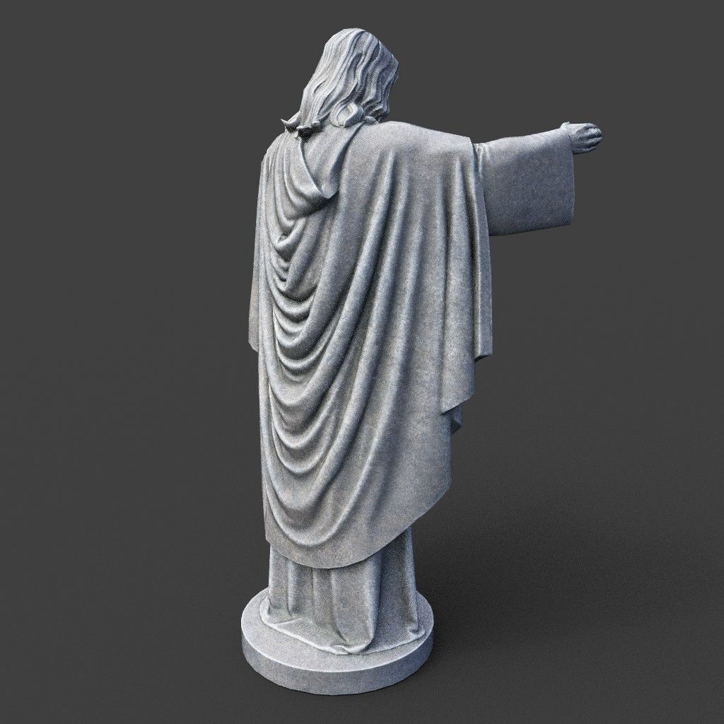 Low poly Jesus Sacred Heart Statue 220525 Low-poly 3D model_9