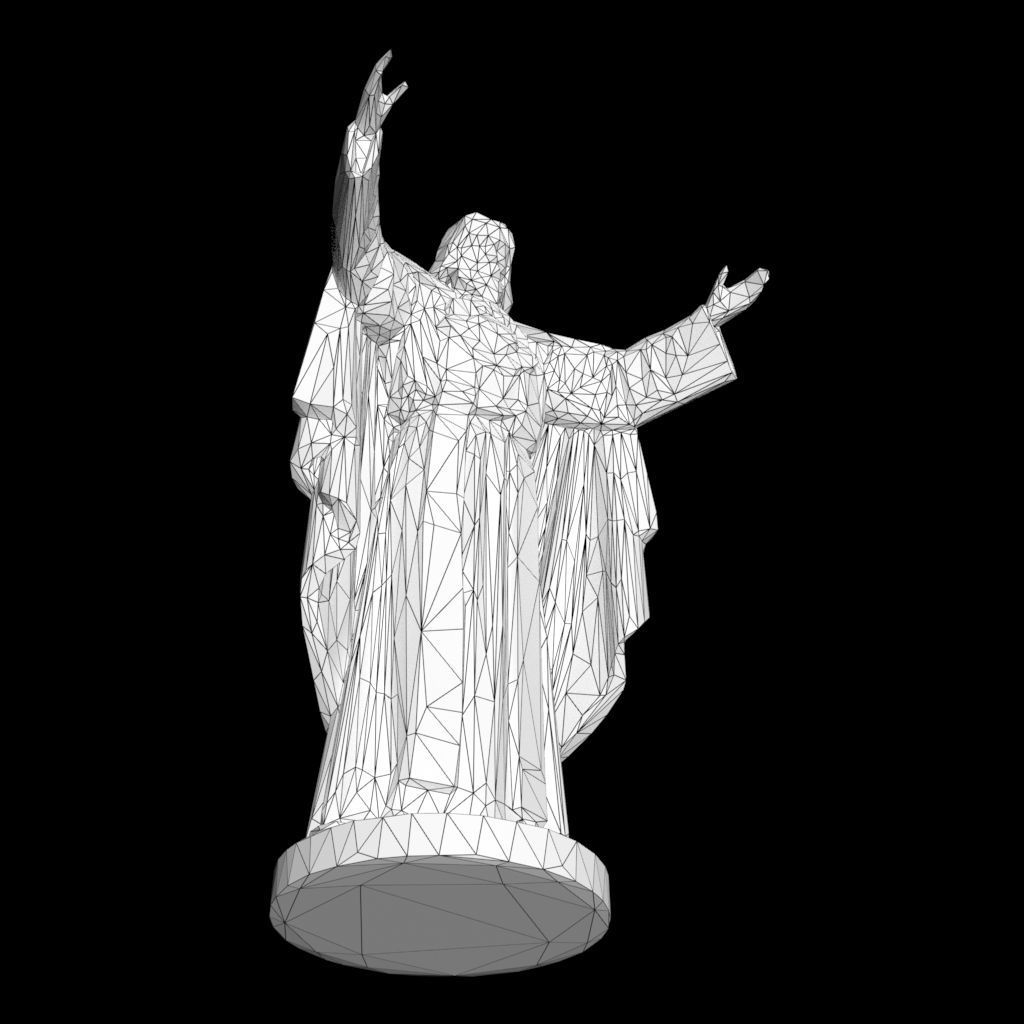 Low poly Jesus Sacred Heart Statue 220525 Low-poly 3D model_28