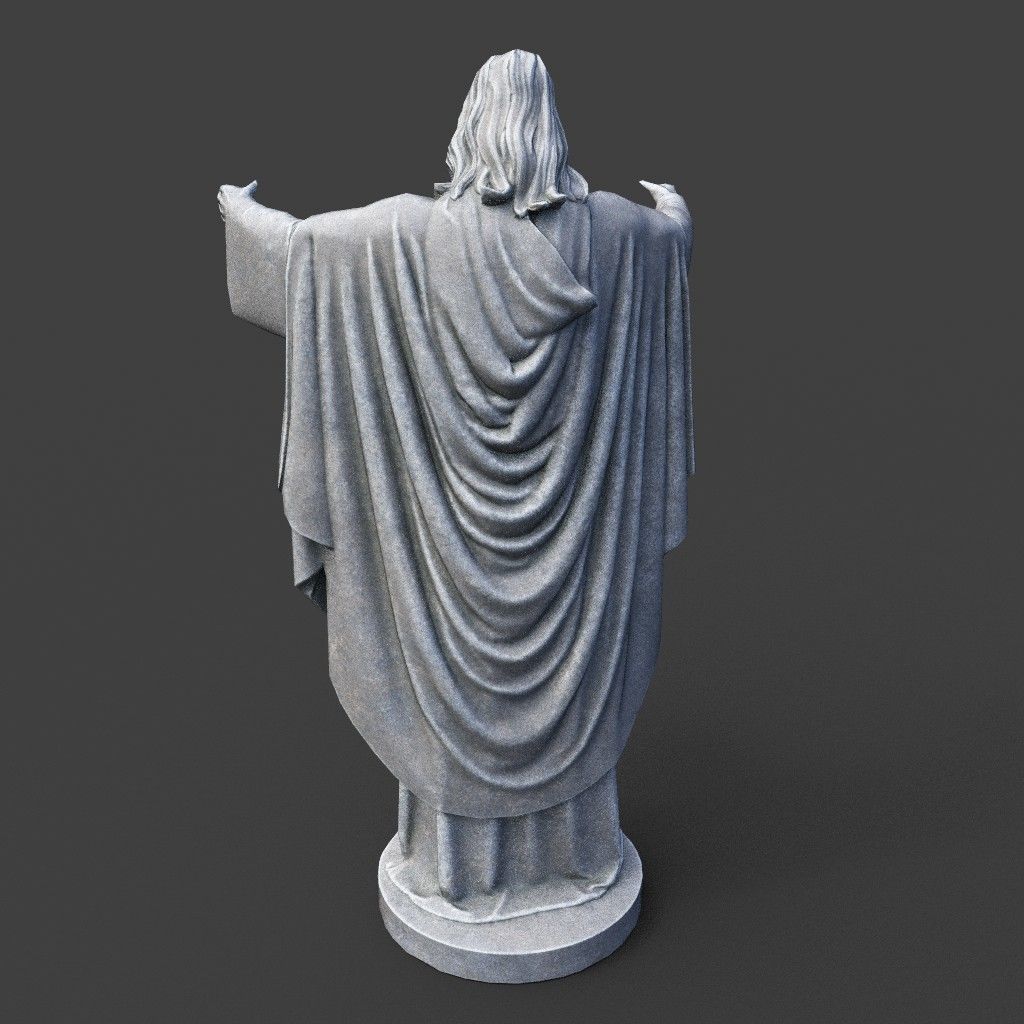 Low poly Jesus Sacred Heart Statue 220525 Low-poly 3D model_8