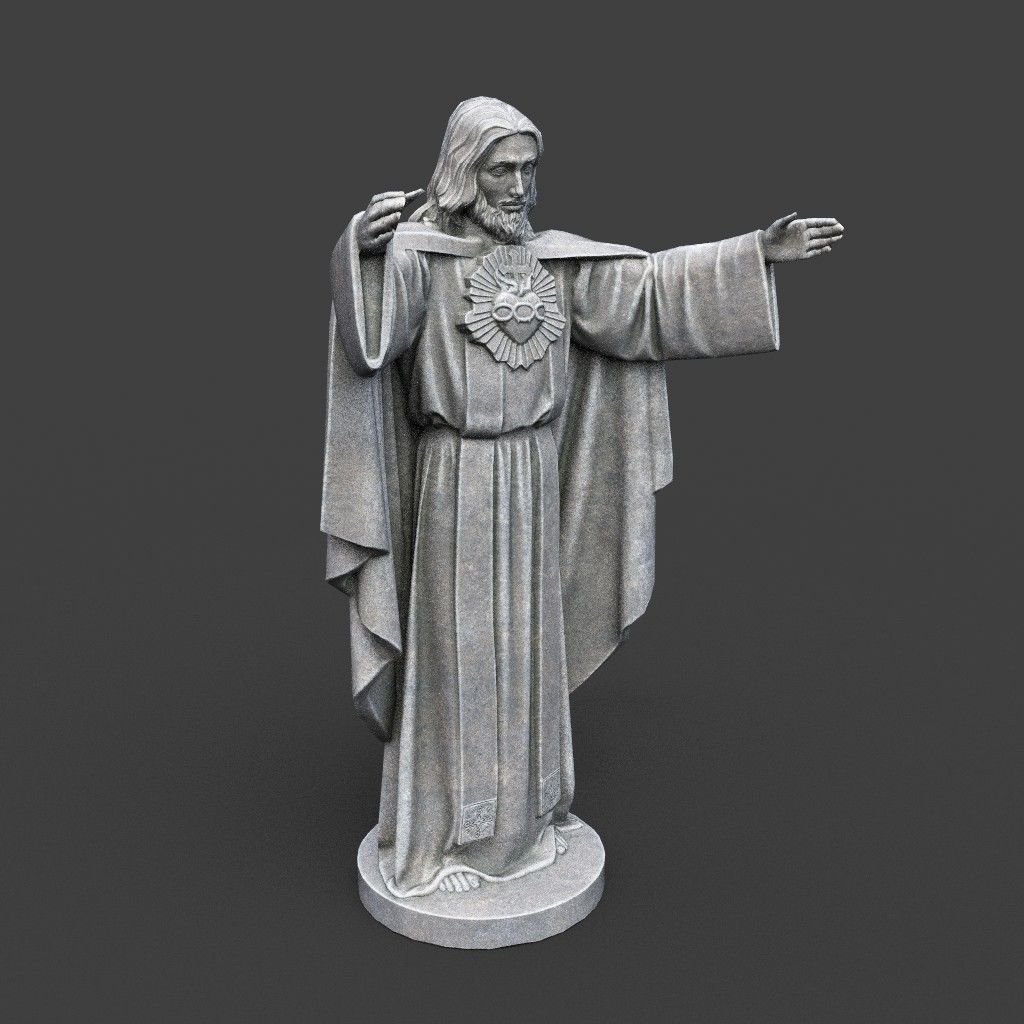 Low poly Jesus Sacred Heart Statue 220525 Low-poly 3D model_12