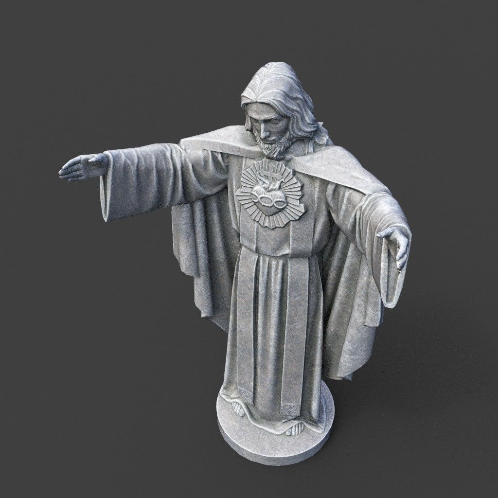 Low poly Jesus Sacred Heart Statue 220525 Low-poly 3D model_14
