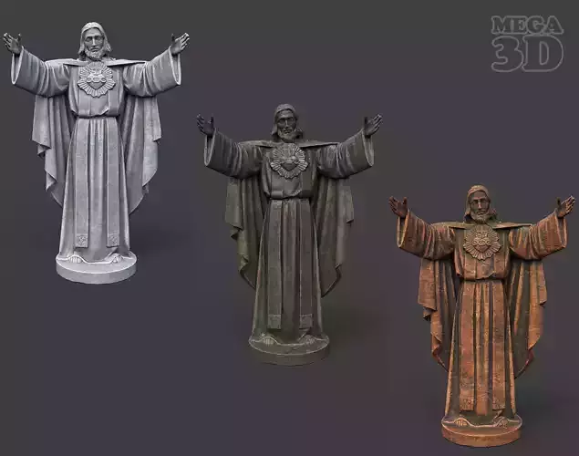 Low poly Jesus Sacred Heart Statue 220525 Low-poly 3D model Low poly Jesus Sacred Heart Statue 220525 Low-poly 3D model
