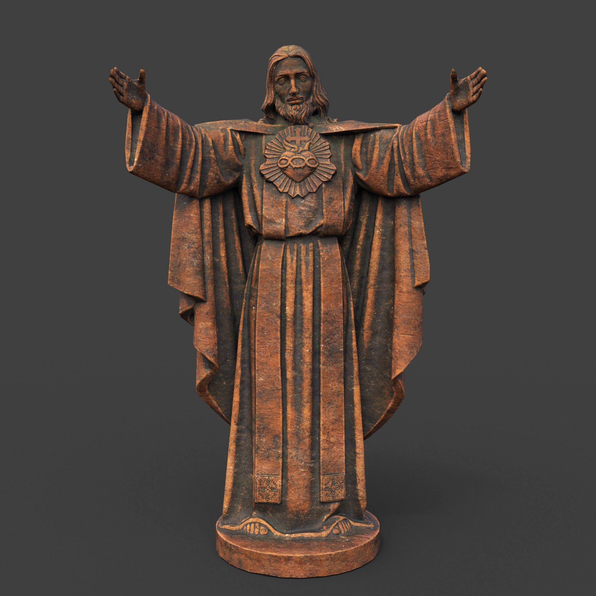 Low poly Jesus Sacred Heart Statue 220525 Low-poly 3D model_3