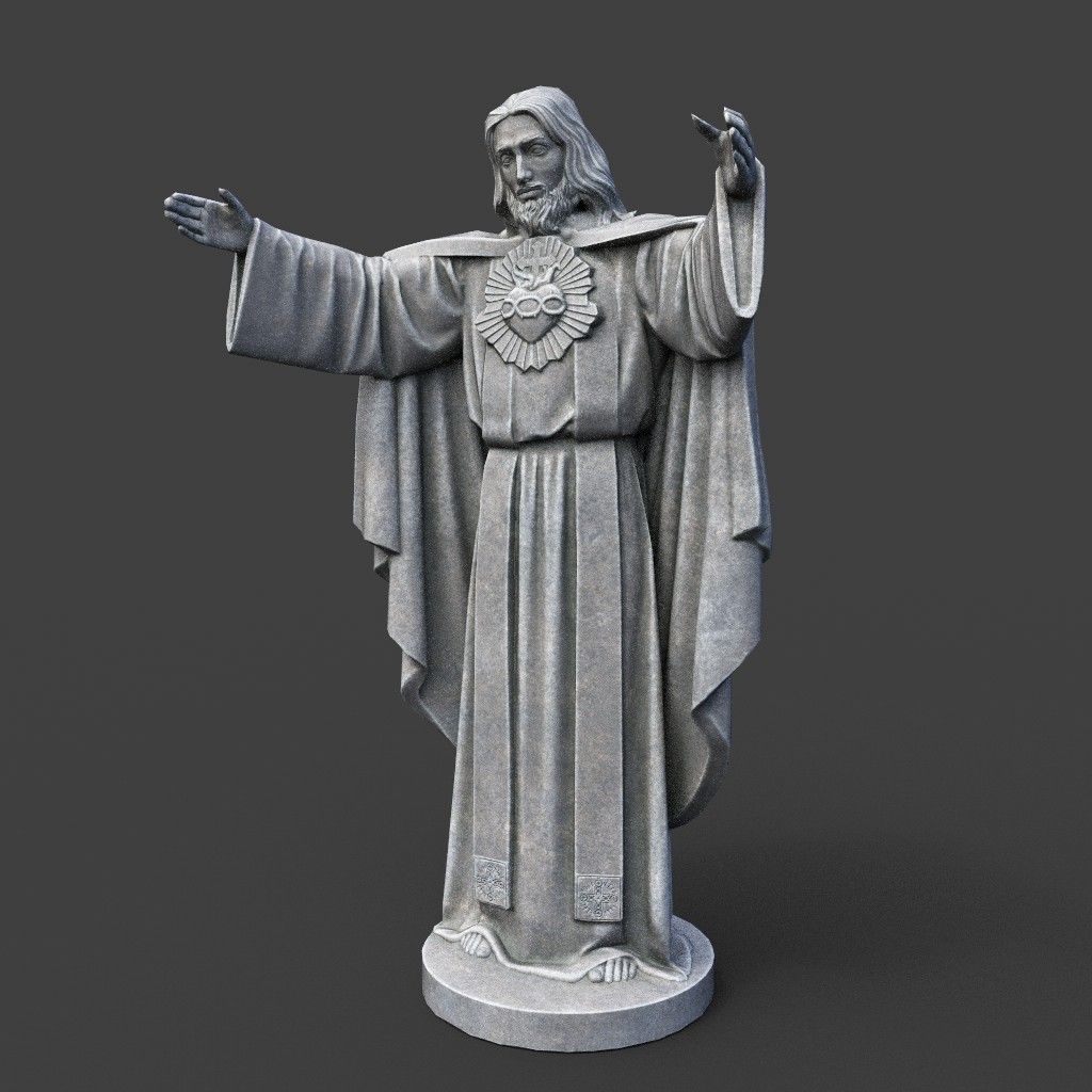Low poly Jesus Sacred Heart Statue 220525 Low-poly 3D model_4
