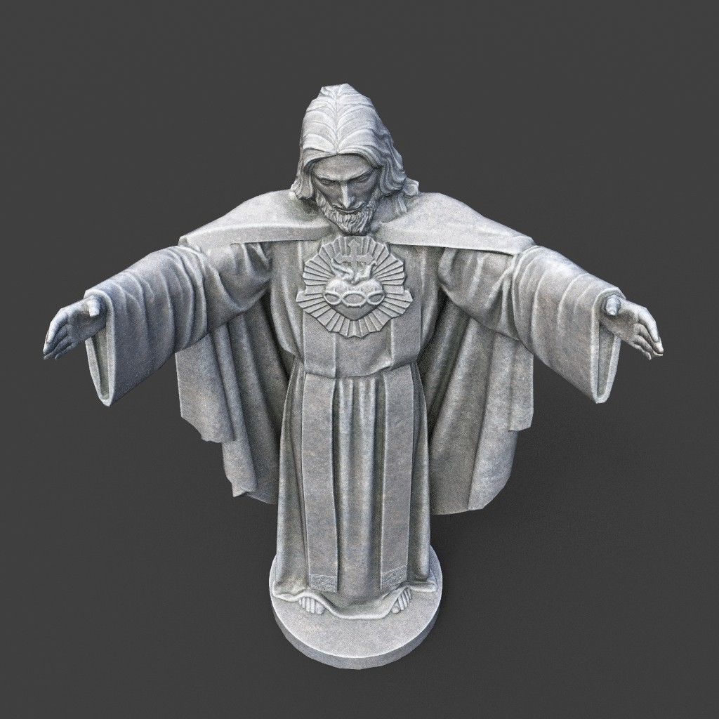 Low poly Jesus Sacred Heart Statue 220525 Low-poly 3D model_13