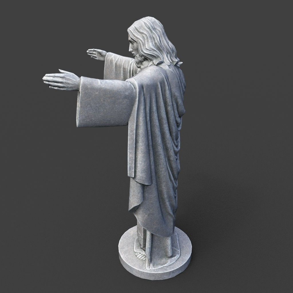 Low poly Jesus Sacred Heart Statue 220525 Low-poly 3D model_6