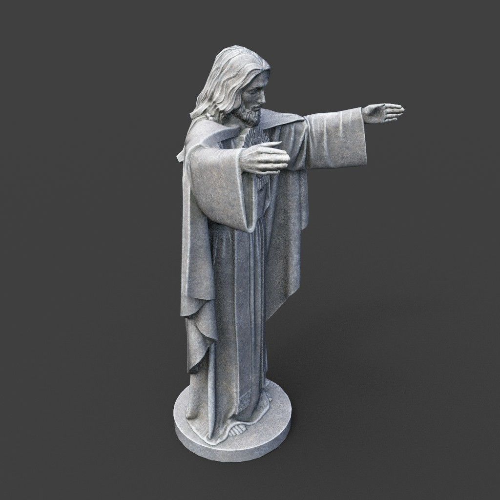 Low poly Jesus Sacred Heart Statue 220525 Low-poly 3D model_11