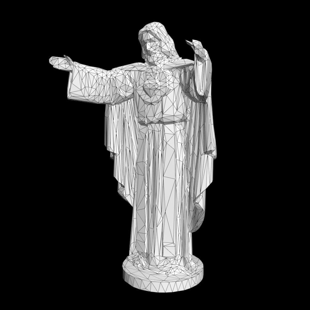 Low poly Jesus Sacred Heart Statue 220525 Low-poly 3D model_22