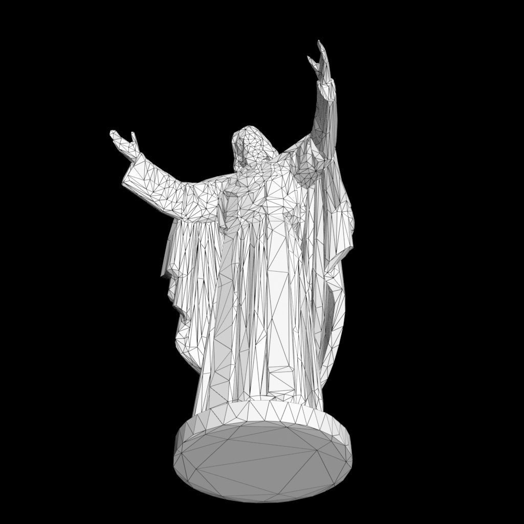 Low poly Jesus Sacred Heart Statue 220525 Low-poly 3D model_29